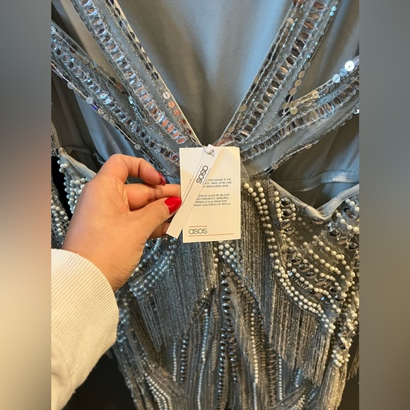 NWT - ASOS EDITION SEQUIN AND PEARL JUMPSUIT WITH FRINGING - Women’s size: 12 - Picture 12 of 16